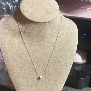 Delicate Pearl Pendant Necklace - Sterling Silver Chain